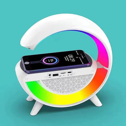 BOCINA RGB RELOJ Y CARGADOR INALAMBRICO