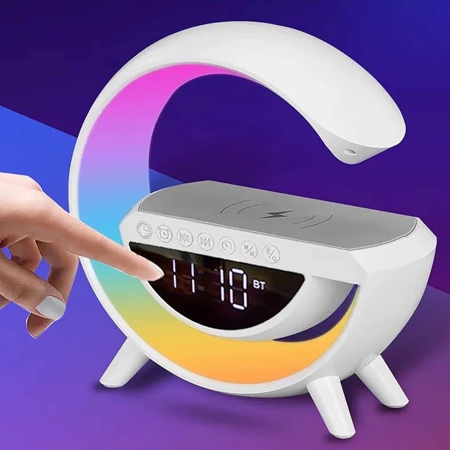 BOCINA RGB RELOJ Y CARGADOR INALAMBRICO